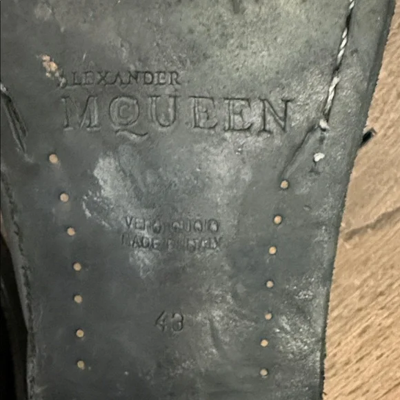 Alexander McQueen Black Brogue Leather Oxfords Size 43